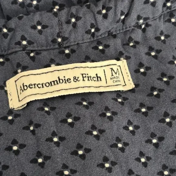 Abercrombie & Fitch Sz MFloral Jumpsuit Navy Blue Keyhole Neck Resortwear Boho - Picture 6 of 11